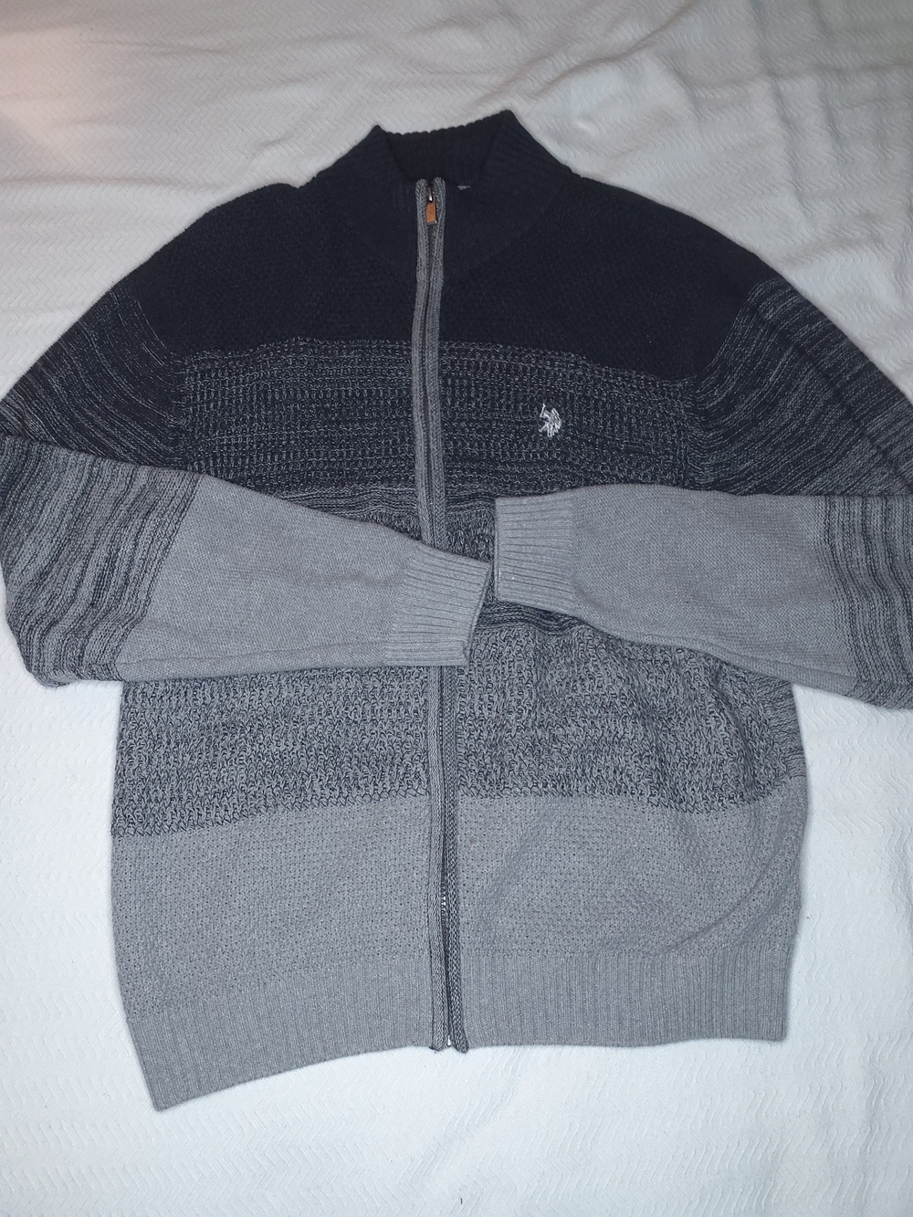 U.S. Polo Assn. Men's Black and Gray Zip-Up Sweater